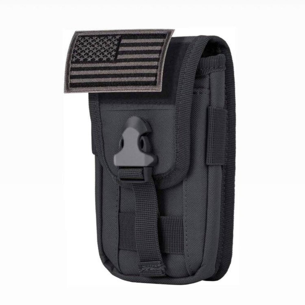 Tactical Cell Phone Holster Pouch with Armor Case on with US Flag Patch